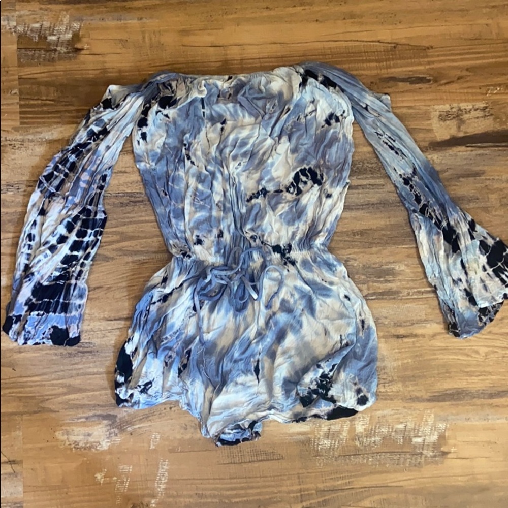 Boutique Tie Dye off the shoulder romper